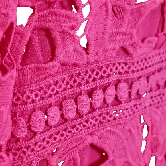 Anthropologie ENDLESS ROSE Embroidered Lace Floral Pink Dress Lg NWT | MSRP $110 - Picture 5 of 9